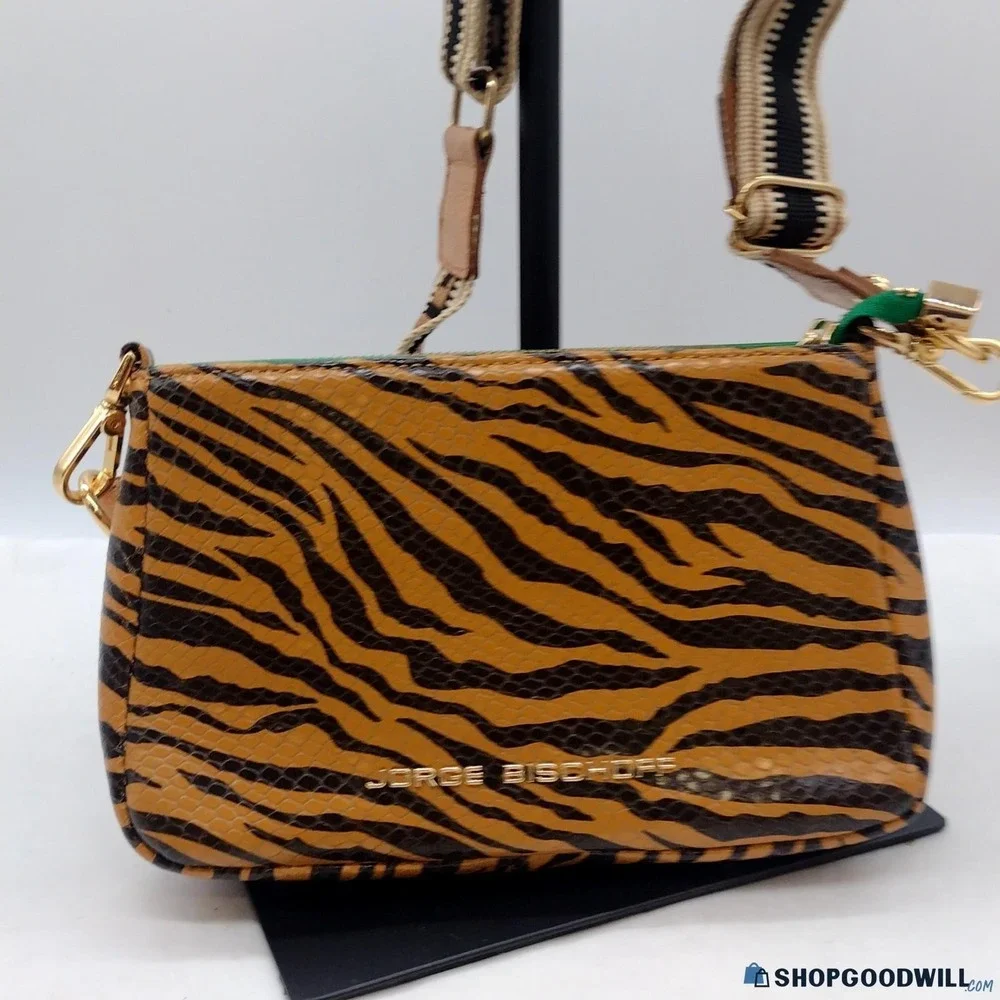 Jorge Bischoff Tiger Print Crossbody Bag Adjustable Purse Guitar Strap